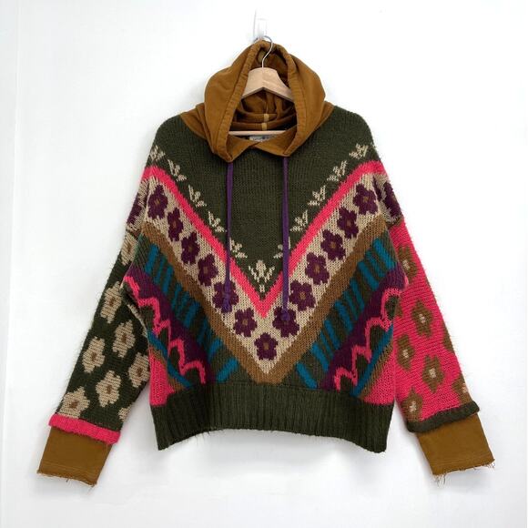 Natural Life Dreamer Jacquard Colorful Flower Mixed Print Hoodie Sweatshirt X/XL - Picture 1 of 11